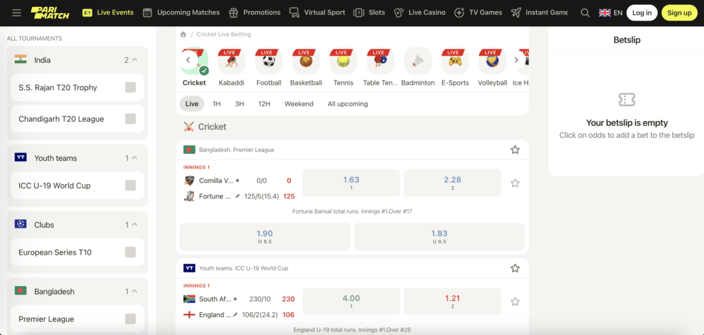 Parimatch Cricket Betting Odds